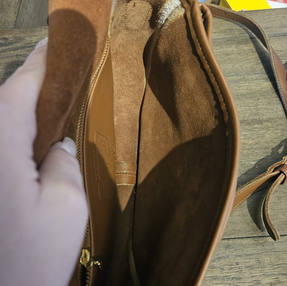 Coach 1990's Vintage British Tan Leather Sm Prairie Crossbody Bag 9954 - Picture 14 of 16